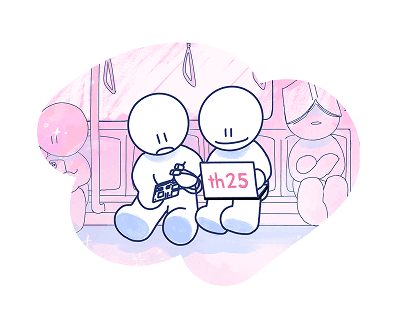 Drawing of blueberry seals with a question mark